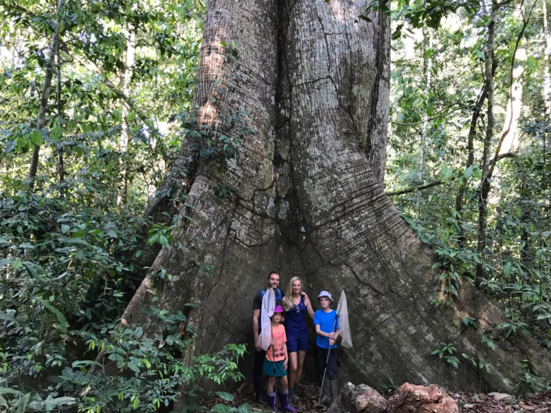 A family of conservation volunteers in Peru stop to take a photo. On a family volunteering holiday in Peru, a family take a photo on their Conservation Project.